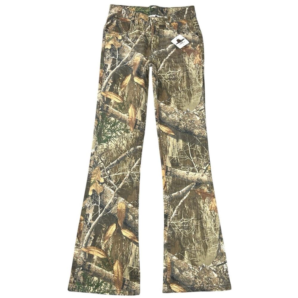 NWT She Is Gracie Lou Realtree Camo Flare Jeans Women 4 Western Y2K